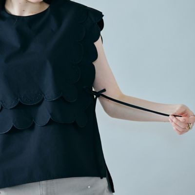 スカラップ刺繍ダブルカラーブラウス（83034507
