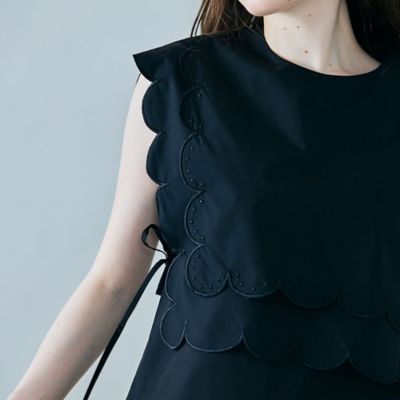 スカラップ刺繍ダブルカラーブラウス（83034507