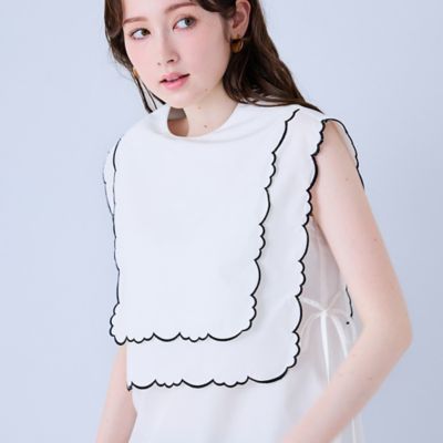 スカラップ刺繍ダブルカラーブラウス（83034609） | Rose