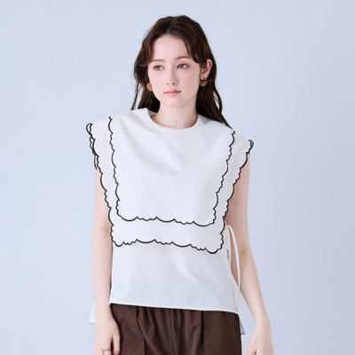 スカラップ刺繍ダブルカラーブラウス（83034609） | Rose