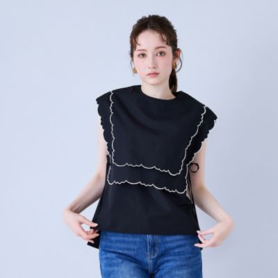 スカラップ刺繍ダブルカラーブラウス（83034609） | Rose