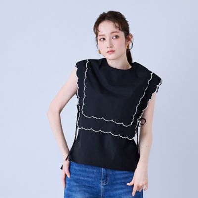 スカラップ刺繍ダブルカラーブラウス（83034609） | Rose
