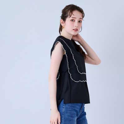 スカラップ刺繍ダブルカラーブラウス（83034609） | Rose