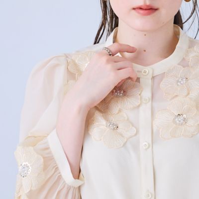 人気のため追加】フラワーモチーフシアーブラウス（83034616