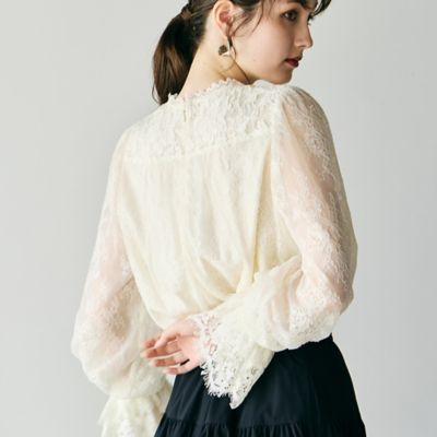 フラワーモチーフ付きレースブラウス（83035503） | Rose 