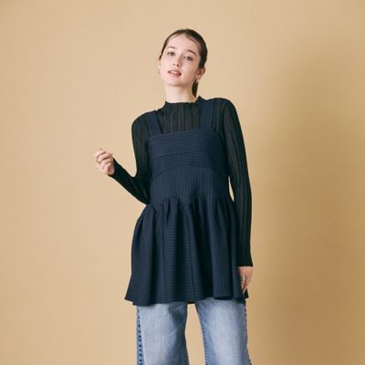 ❤️ローズティアラ❤️サイズ42 ビスチェ風　肩ひもリボンワンピース ブラカップ風ビスチェ／ ストライプ（83036501） | Rose