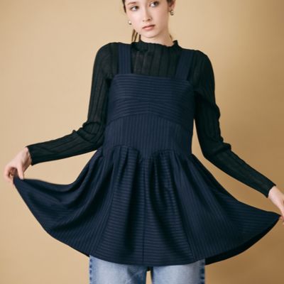 ❤️ローズティアラ❤️サイズ42 ビスチェ風　肩ひもリボンワンピース ブラカップ風ビスチェ／ ストライプ（83036501） | Rose