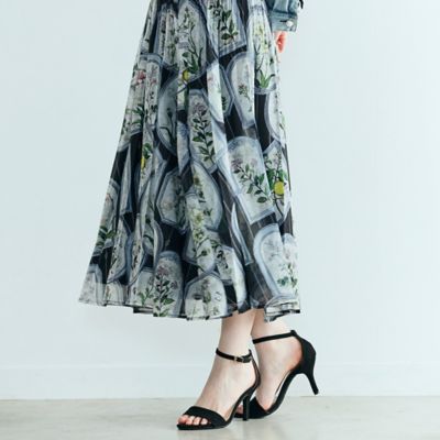 ＜Rose Tiara (Women/大きいサイズ)＞フラワーフレームプリントプリーツスカート（８３０４１６０４）