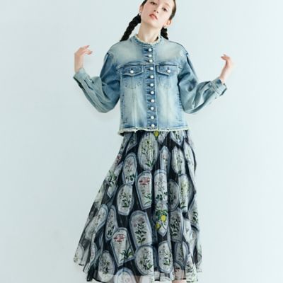 フラワーフレームプリントプリーツスカート（83041604