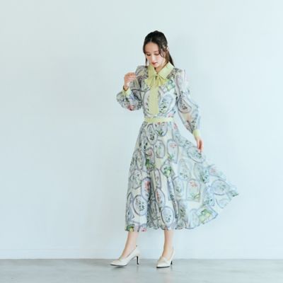 フラワーフレームプリントプリーツスカート（83041604