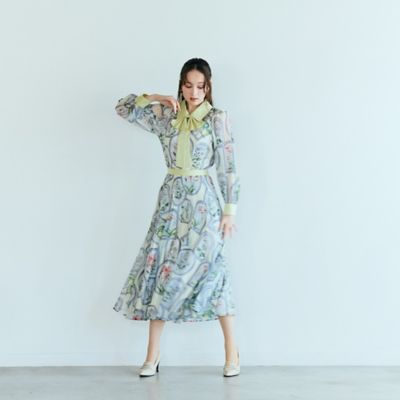 フラワーフレームプリントプリーツスカート（83041604