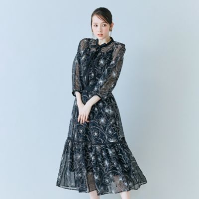 シアー刺繍バイカラーティアードスカート（83042603） | Rose