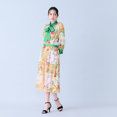 ＜Rose Tiara (Women/大きいサイズ)＞フルーツパネルプリントボックスタックスカート（８３０４２６１０）