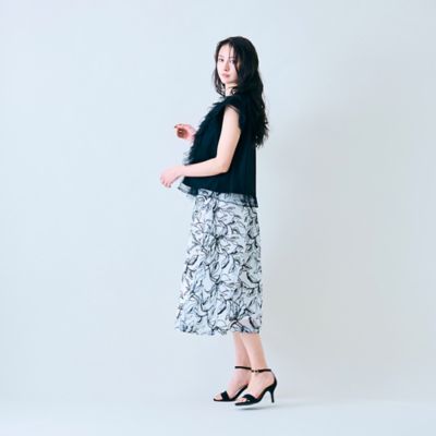 メッシュフラワー刺繍スカート（８３０４３５０２）