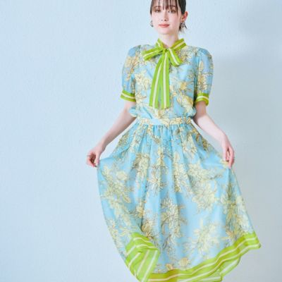 フラワー×ボーダープリントスカート（８３０４３５１２）