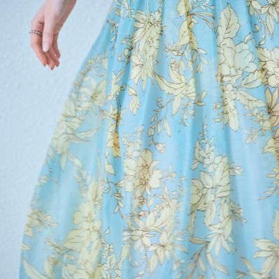 フラワー×ボーダープリントスカート（８３０４３５１２）