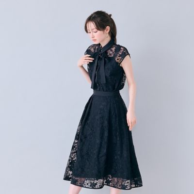 刺繍レースタックボリュームスカート（83043610） | Rose