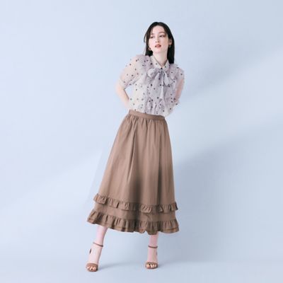 モデル美香着用】裾ギャザーフリル付きスカート（83043611