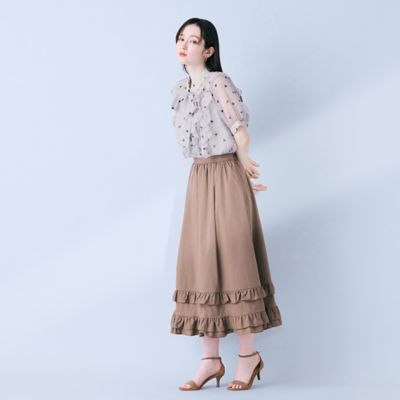 モデル美香着用】裾ギャザーフリル付きスカート（83043611