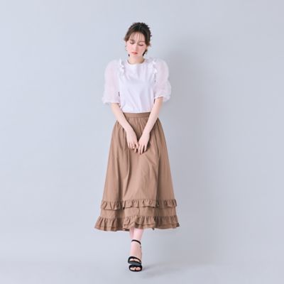 モデル美香着用】裾ギャザーフリル付きスカート（83043611
