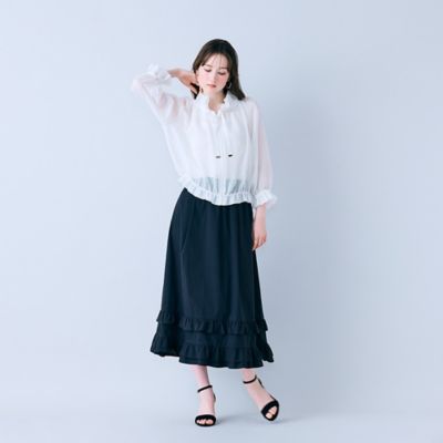 モデル美香着用】裾ギャザーフリル付きスカート（83043611