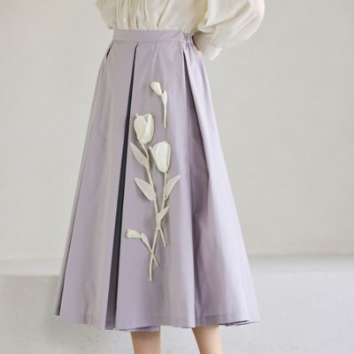 立体フラワーモチーフ付きフレアスカート（83045506） | Rose