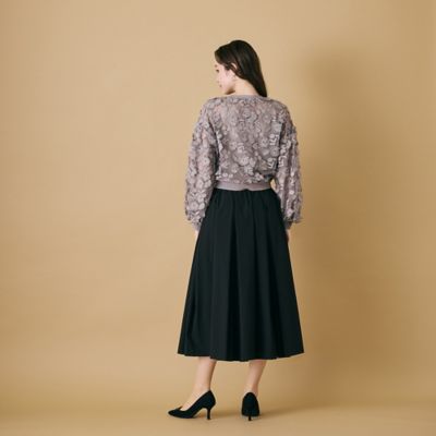 立体フラワーモチーフ付きフレアスカート（83045506） | Rose