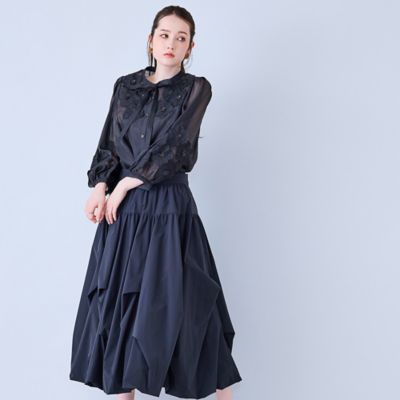 アトリエまりこ レース プリーツ ロングワンピース バルーンスカート