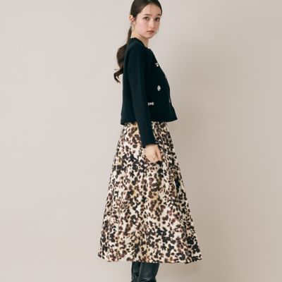 ＜Rose Tiara (Women/大きいサイズ)＞ヒョウ柄ボリュームスカート（８３０４６５０２）