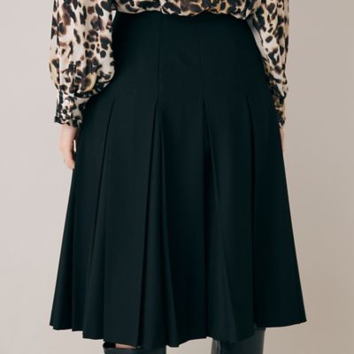 ボックスプリーツ合成皮革ベルト付きスカート（83046505