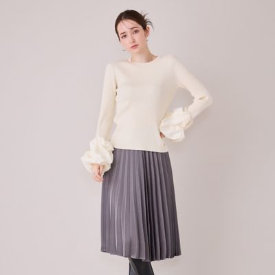 モデル美香着用】微光沢サテンプリーツスカート（83046601