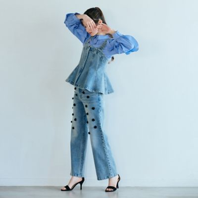 ＜Rose Tiara (Women/大きいサイズ)＞ビジュー付きブーツカットデニム（８３０５１６０３）