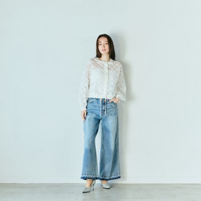 ＜Rose Tiara (Women/大きいサイズ)＞ウエストドロストワイドデニム（８３０５２６０１）