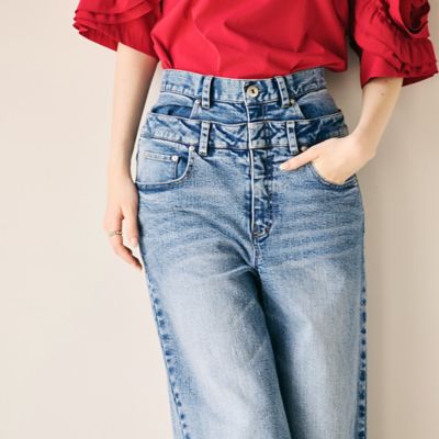 極美品 ローズティアラ 金ボタン ベルト付きデニムワンピース ロングマキシ丈42 ソフトデニムワンピース（83011505） | Rose Tiara