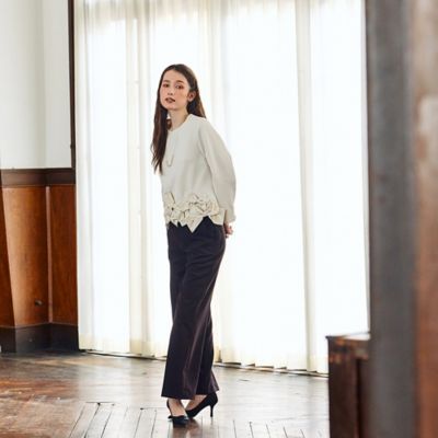 M－StyleLuxeコラボ】裾ベンツワイドシルエットパンツ