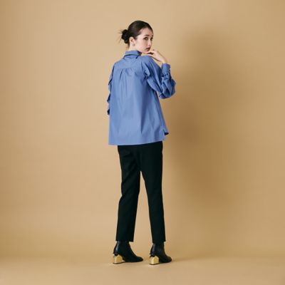 新品同様 ローズティアラ 大きいサイズ46 撥水速乾 裾リボンテーパードパンツ紺 新品同様 ローズティアラ 大きいサイズ46 撥水速乾 裾リボン