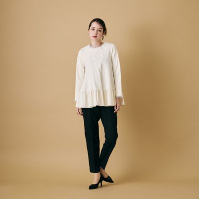 美品 大きいサイズ ローズティアラ ゴム テーパードパンツ テーパードパンツ（83056501A） | Rose Tiara (Women