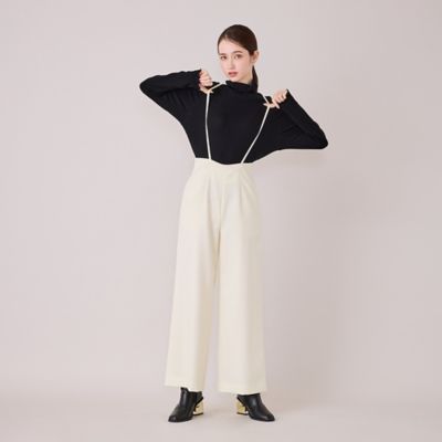 美品iottoサロペット　オフホワイト モデル美香着用】ワイドシルエットサロペットパンツ／WHITE