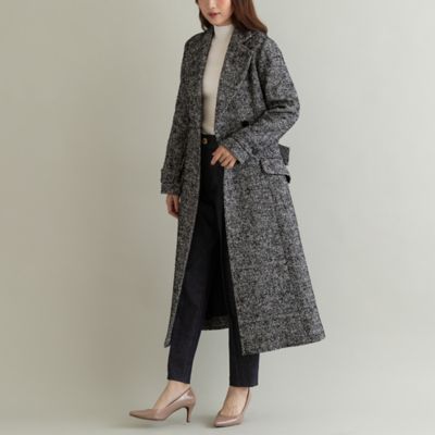 レオナール　ベロア　花柄　総柄　チェスターコート　ブラック　ロングコート レオナール ベロア 花柄 総柄 チェスターコート ブラック ロングコート