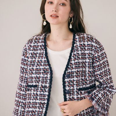 【美品】Rose Tiara ローズティアラ ファンシーツイードジャケット ファンシーツィードジャケット（83101601） | Rose Tiara