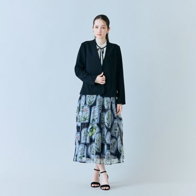 46♡ローズティアラ♡フラワー ノーカラージャケット ネイビー Rose