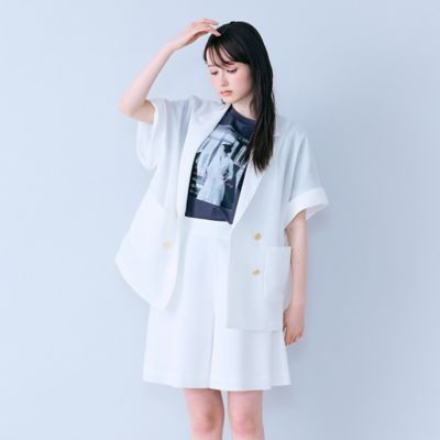 ＜Rose Tiara (Women/大きいサイズ)＞ハーフスリーブダブルシアージャケット（８３１０３６０１）