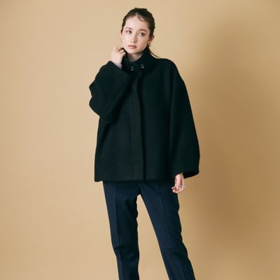 Rose Tiara (Women/大きいサイズ)/ローズティアラ(大きいサイズ) スタンドカラーコクーンシルエットジャケット(83106505) クロ コート・ジャケット【三越伊勢丹/公式】