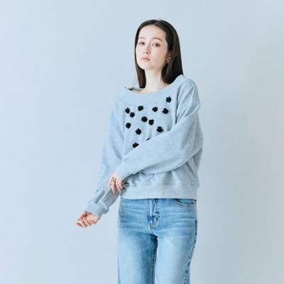 ＜Rose Tiara (Women/大きいサイズ)＞ラメ裏毛ビジュー付きプルオーバー（８３１２２６０１）