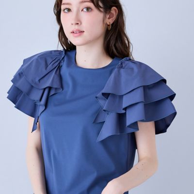 フリルスリーブカットソー（83124602A） | Rose Tiara (Women