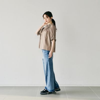 『希少50サイズ』定価￥12,100円・ローズティアラ新作スクラブジャージ ギャザーカットソー（83125502） | Rose Tiara (Women