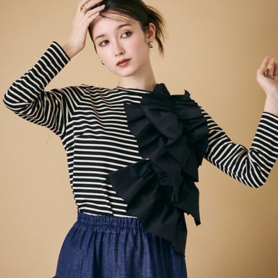 ＜Rose Tiara (Women/大きいサイズ)＞ショルダーフリル付きカットソー（８３１２５５０４）