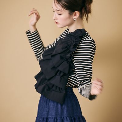 ショルダーフリル付きカットソー（83125504） | Rose Tiara