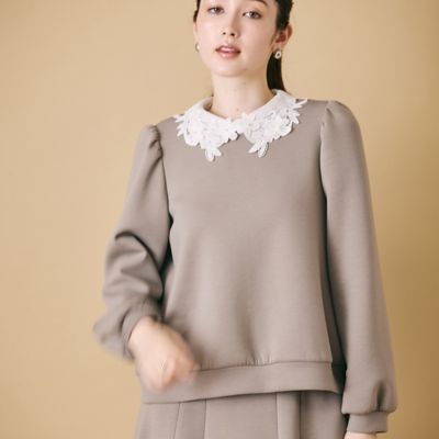 Rose Tiara (Women/大きいサイズ)/ローズティアラ(大きいサイズ) フラワーモチーフ付きプルオーバー(83126501) ベージュ トップス【三越伊勢丹/公式】