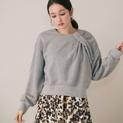 ＜Rose Tiara (Women/大きいサイズ)＞アシンメトリーショルダータックラメスウェット（８３１２６５０３）